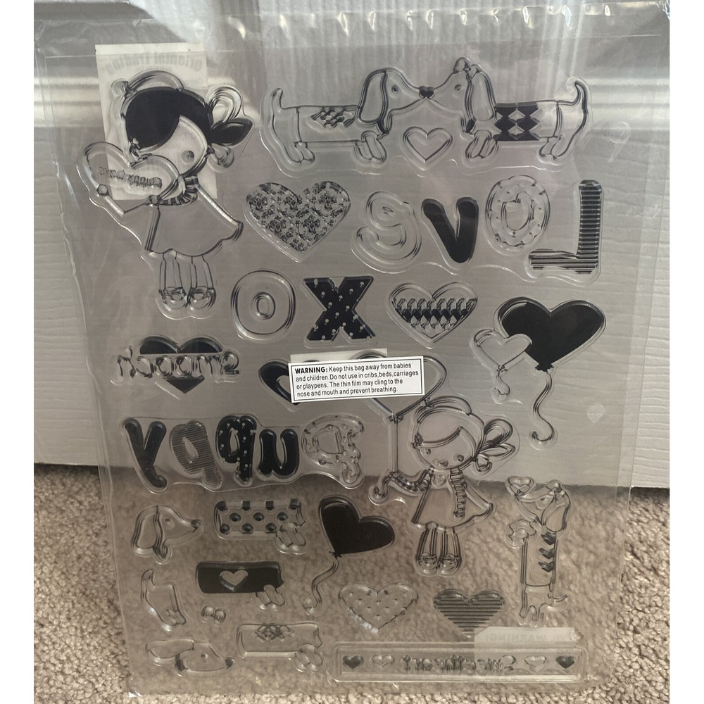 Clear Stamps Puppy Love Dachshund Weenie Dog Sweetheart Valentine 24 pieces - Picture 6 of 6